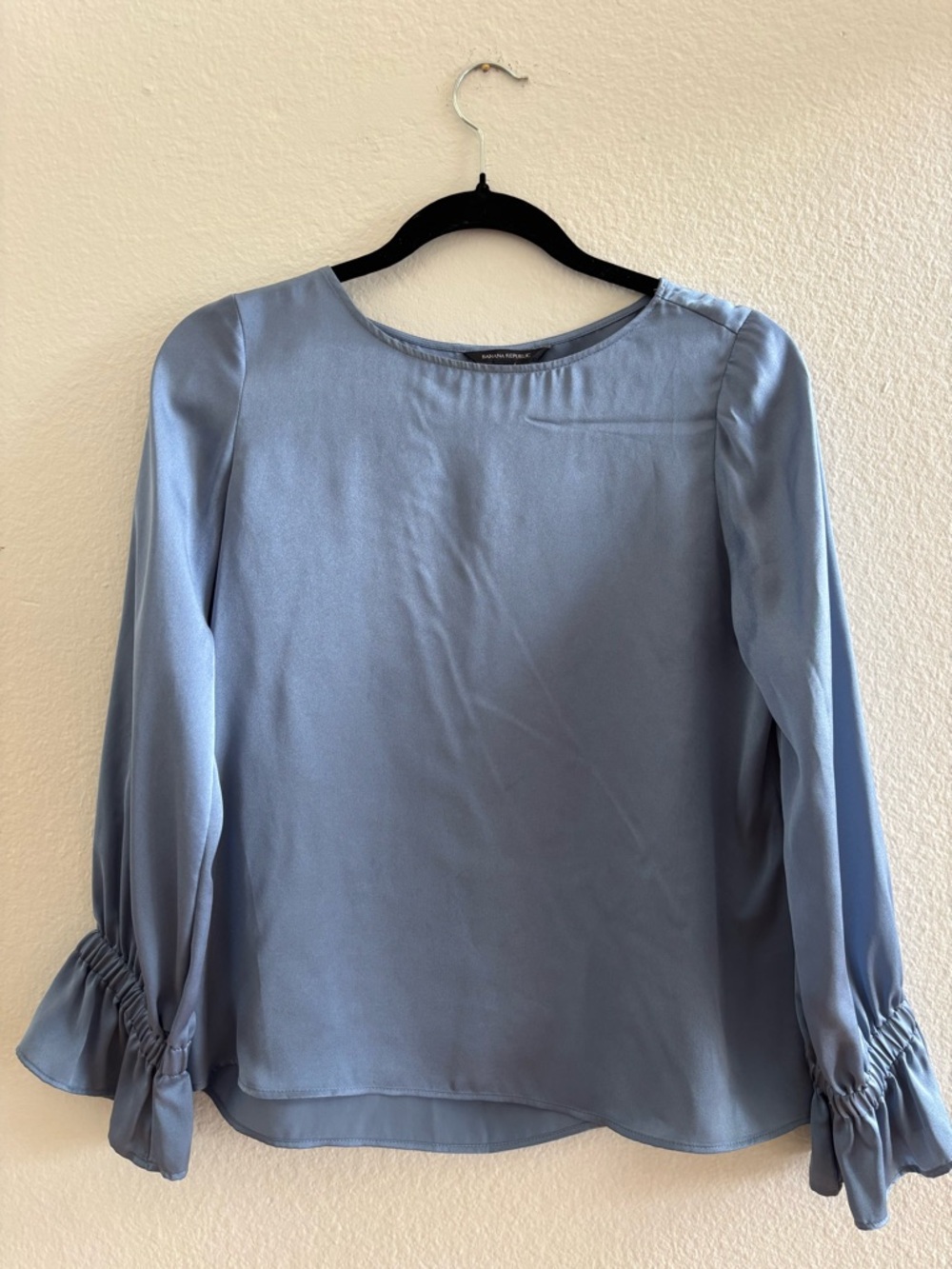 Banana Republic Powder Blue Long Sleeve Blouse with Ruffle Tie Cuffs